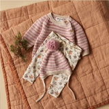 Wilson & Frenchy Rhubarb & Cream Organic Knitted Stripe Bonnet