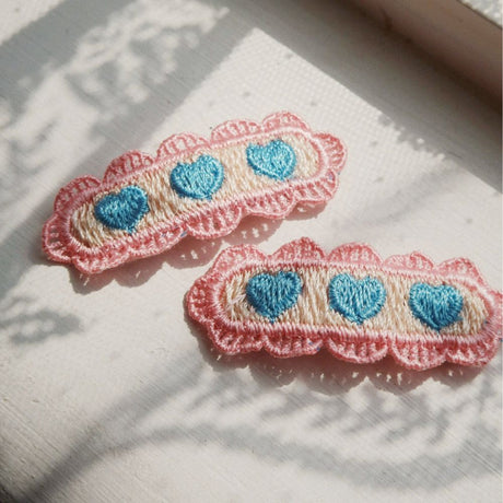 Konges Sløjd 2 Pack Heart Embroidery Hair Clip