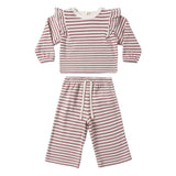 Quincy Mae Ruffle Cozy Set Mulberry Stripe