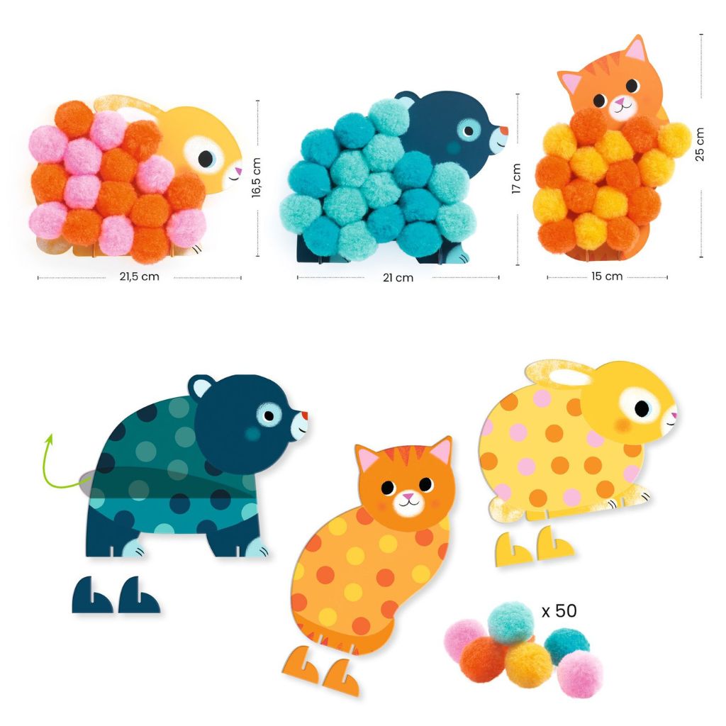 Djeco Collage - Animals and Pom-pom Circles