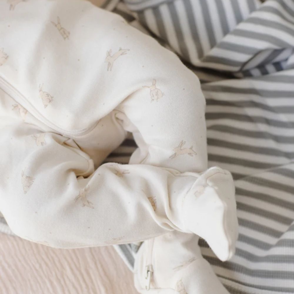 Quincy Mae Waffle Baby Blanket Sage Stripe