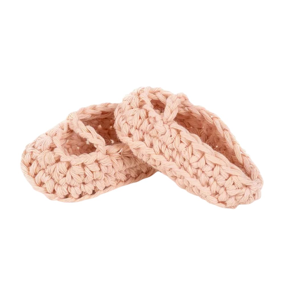 Minikane Clothing for Gordis Dolls 34cm- Hand Knit Ballerina Slippers in Rose Nude