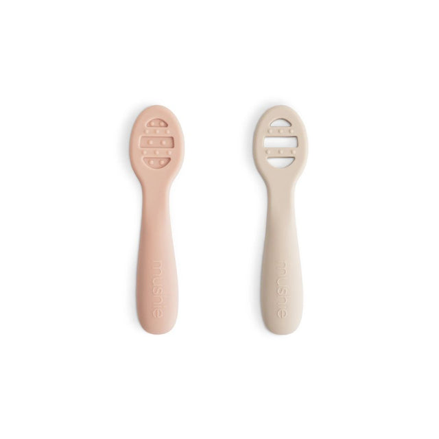 Mushie First Feeding Baby Spoons 2-Pack - Blush/Shifting Sand
