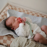 Mushie Linen Pacifier Clip 2-Pack - Olive/Shifting Sand