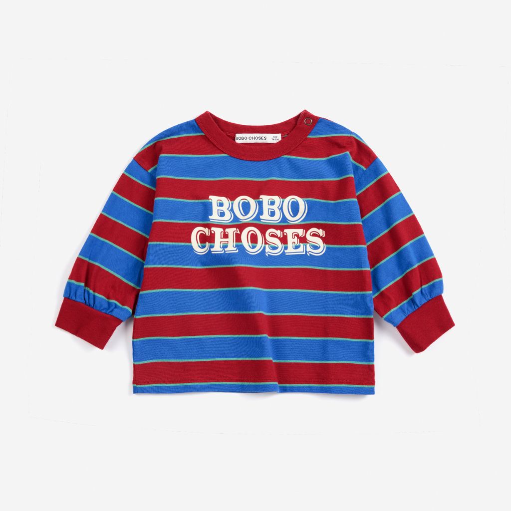 Bobo Choses Baby Embossed Stripes t-shirt in multicolour cotton jersey, tonal embossed stripes