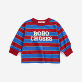 Bobo Choses Baby Embossed Stripes t-shirt in multicolour cotton jersey, tonal embossed stripes