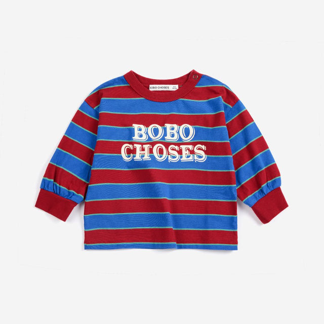 Bobo Choses Baby Embossed Stripes t-shirt in multicolour cotton jersey, tonal embossed stripes