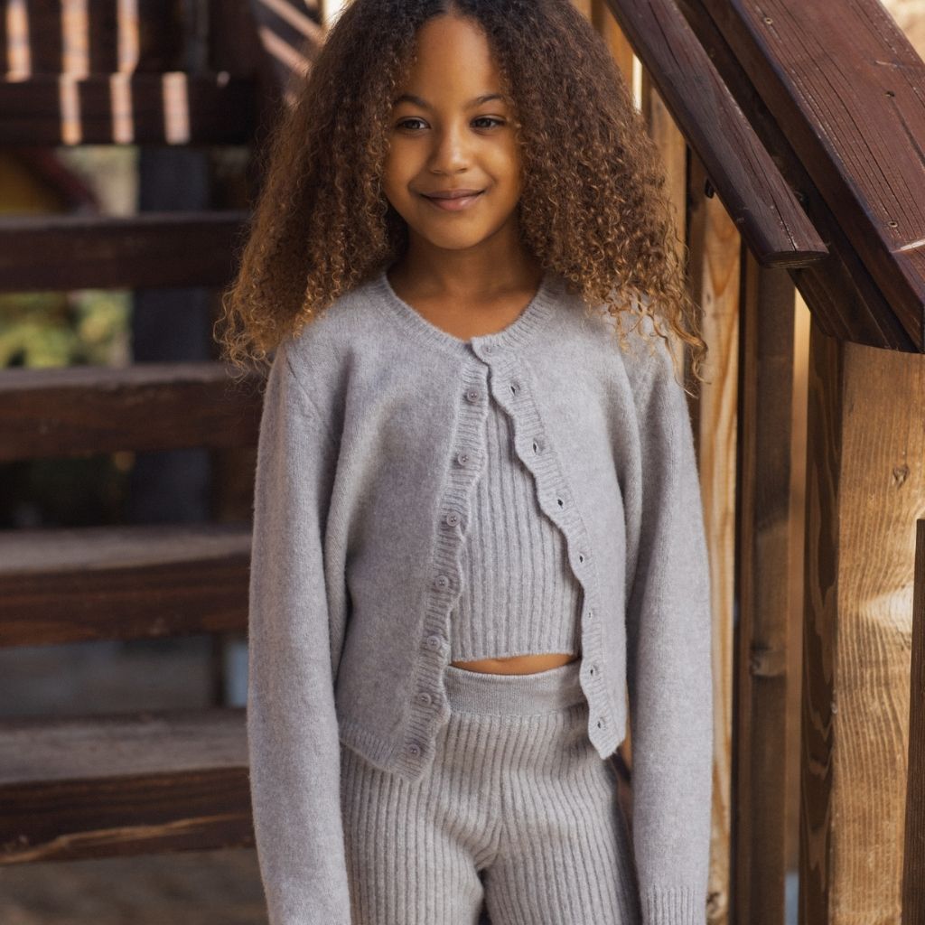 Rylee + Cru Fuzzy Knit Lounge Set Dusty Blue