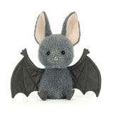 Jellycat Broox Bat, a soft polyester Halloween bat plush soft toy with hard beady eyes