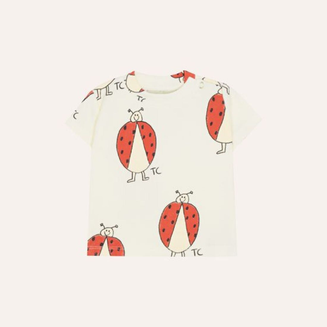 The Campamento Ladybug Allover Ecru Baby Tshirt