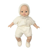 Minikane Babies Collection 28cm- Inès ecru honeycomb romper with bonnet and booties