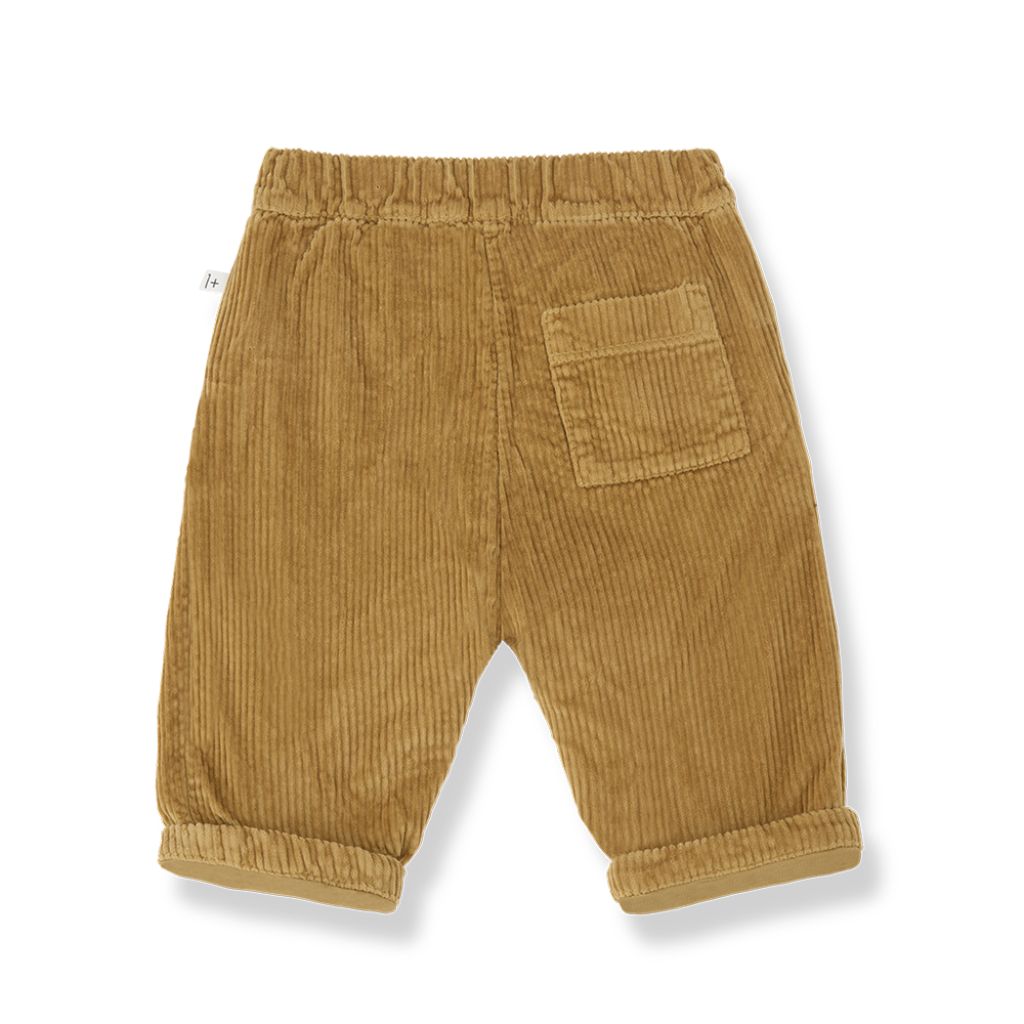 1 + in the Family QUEBEC ochre baby corduroy pants, fully lined, with turned-up cuffs
