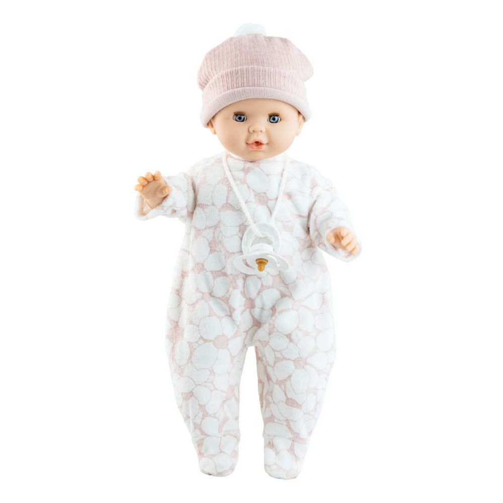 Paola Reina Alex & Sonia Doll - Sonia with Pink Pajamas with White Flowers, Hat