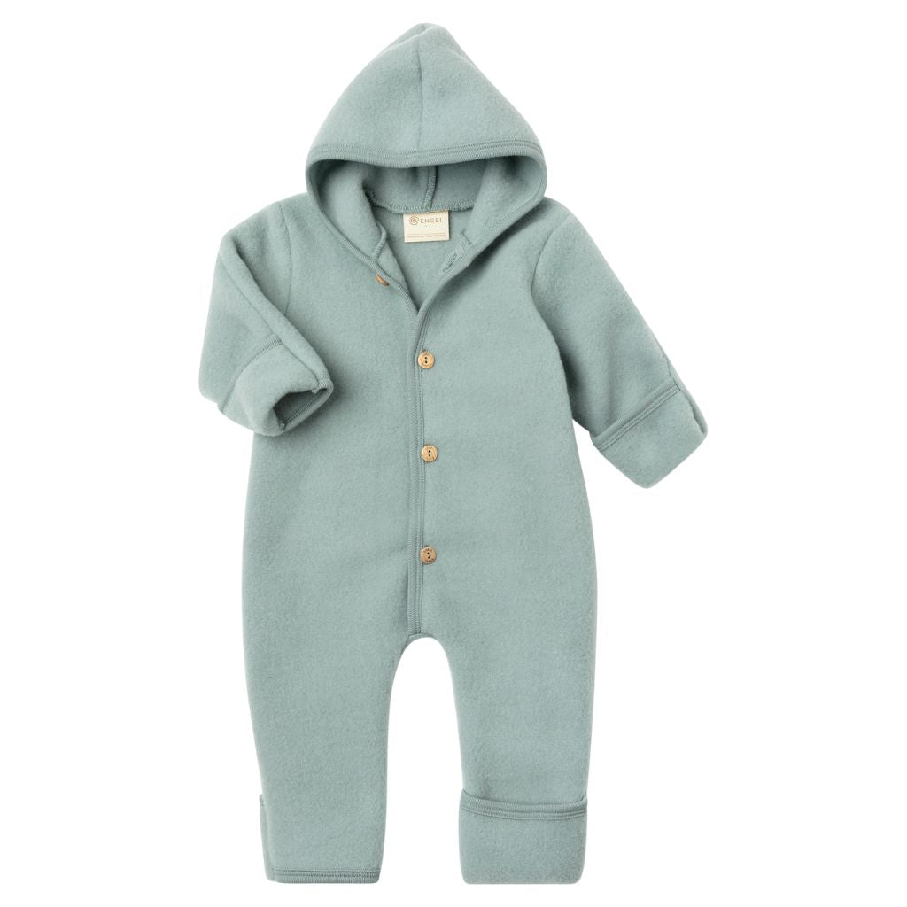 Engel Hooded Overall With Buttons and Cuffs Mountain Blue