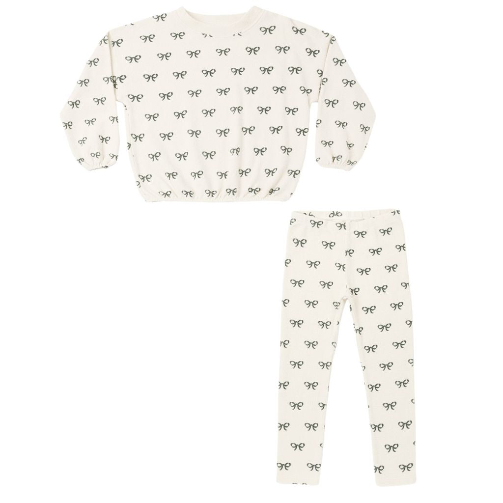 Rylee + Cru Spongey Knit Set Evergreen Bows