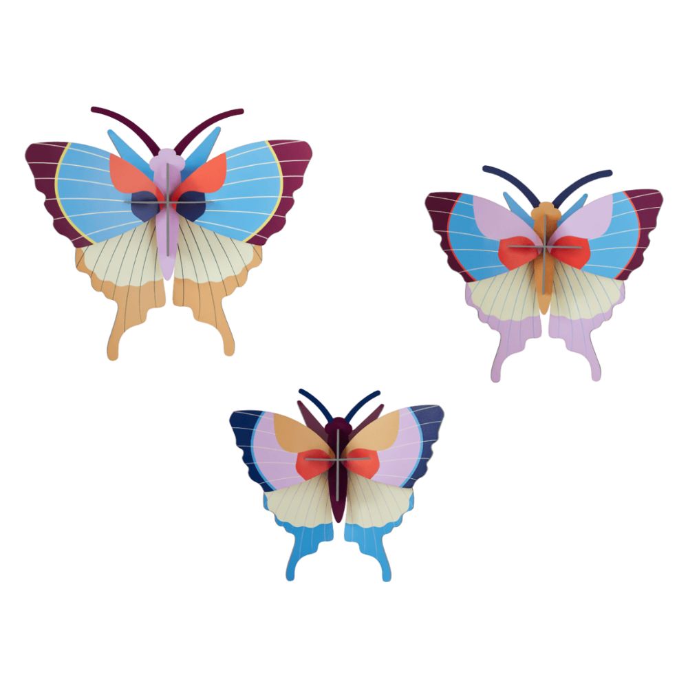 DIY 3D Wall Decoration - Plum Fringe Butterflies, set of 3