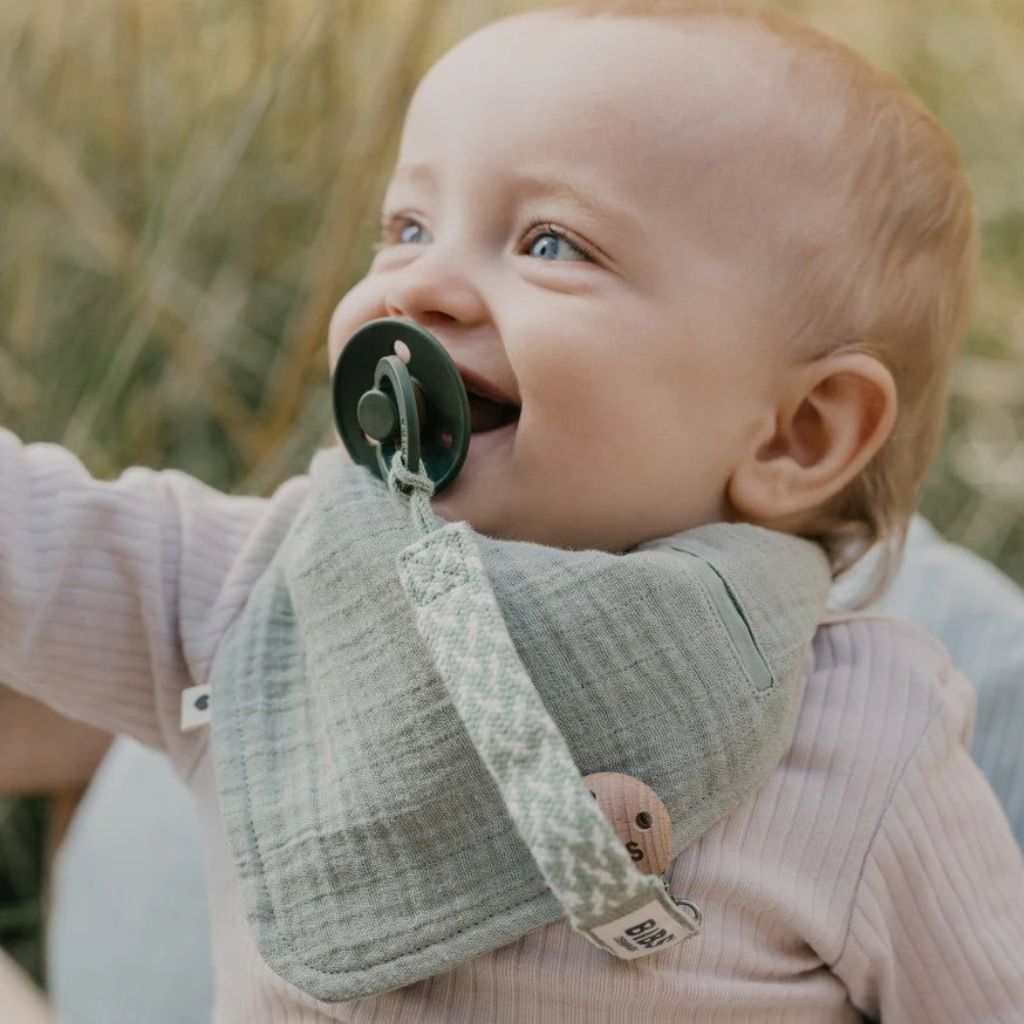 BIBS Pacifier Clip Sage / Ivory