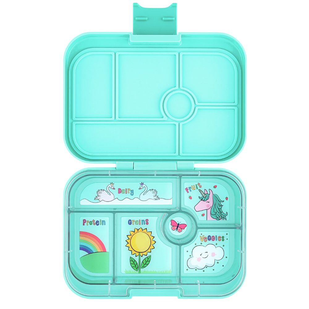 Yumbox Original 6 Compartment tray - Miami Aqua with Unicorn tray