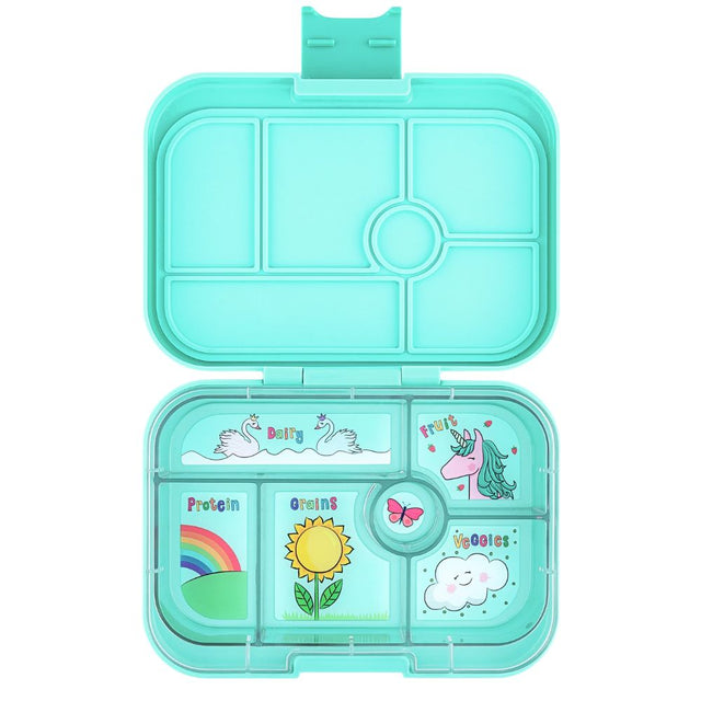 Yumbox Original 6 Compartment tray - Miami Aqua with Unicorn tray