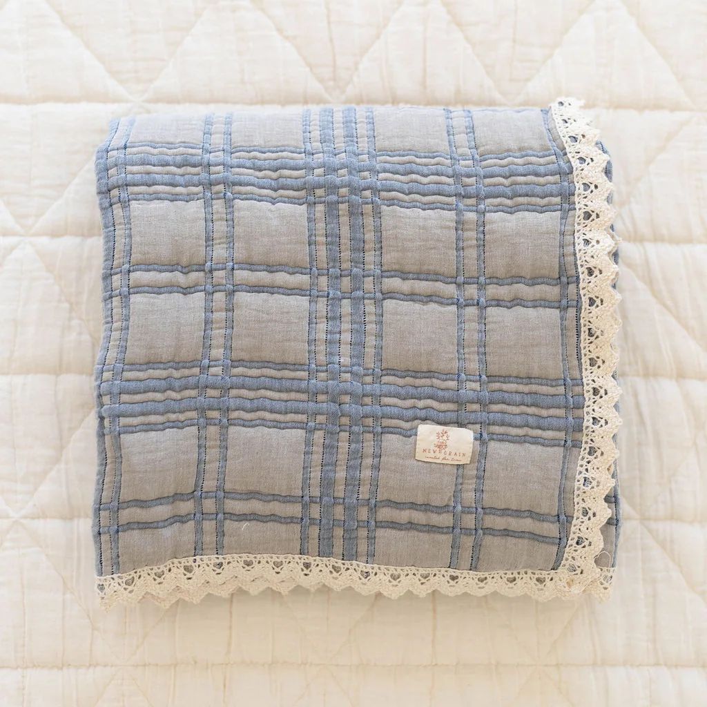 New Grain French Plaid Blanket - Bluebell