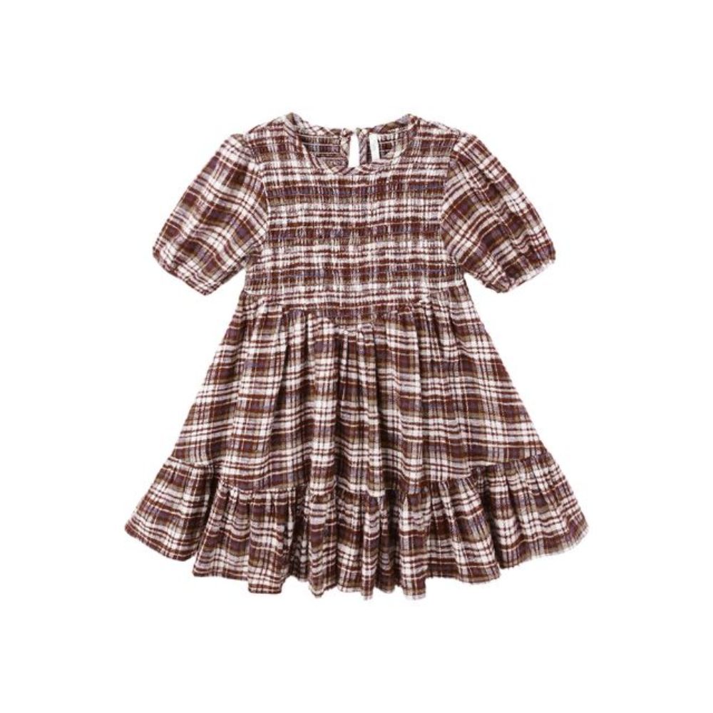 Rylee + Cru India Dress Burgundy Plaid