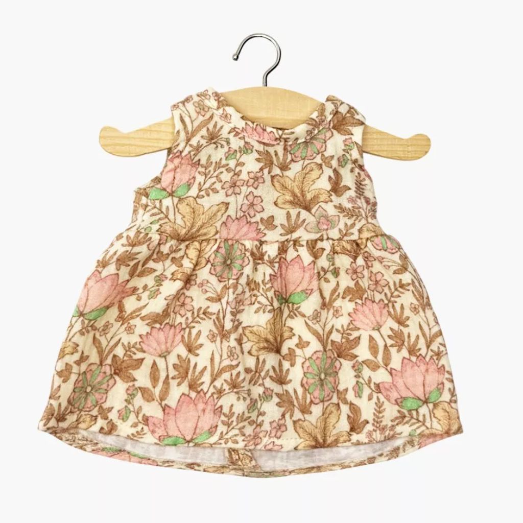 Minikane Clothing for Gordis Dolls 34cm- Faustine sleeveless dress in pink Indian cotton gauze