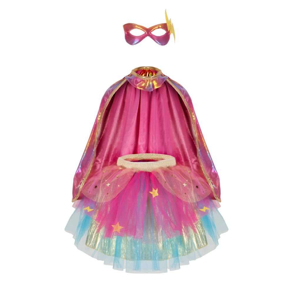 Super-Duper Tutu/Cape/Mask, Pink/Gold, Size 4-6