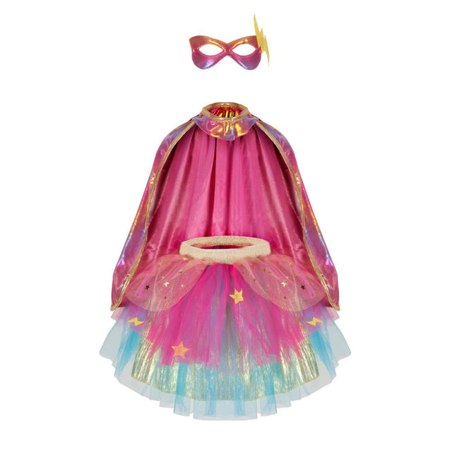 Super-Duper Tutu/Cape/Mask, Pink/Gold, Size 4-6