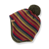 1 + in the Family BIENVILLE multicolour striped baby hat in fleece with earflaps and a pom-pom