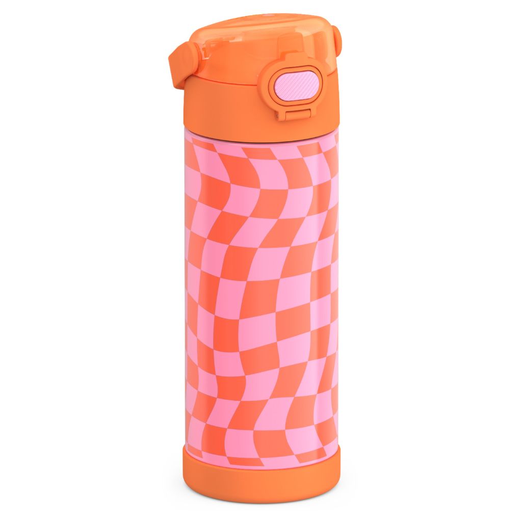 Thermos 16oz Stainless Steel Vaccum Insulated Hydration Bottle - Wavy Checkers Orange
