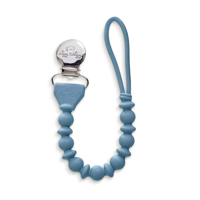 Itzy Ritzy Sweetie Strap Silicone One-Piece Pacifier Clips - Blue Beaded
