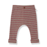 1 + in the Family DEVON burgundy striped baby leggings in rib jersey with fine stripes
