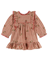 Emile & Ida Gingham Ruffle Embroidery Dress Gingham Embroidery