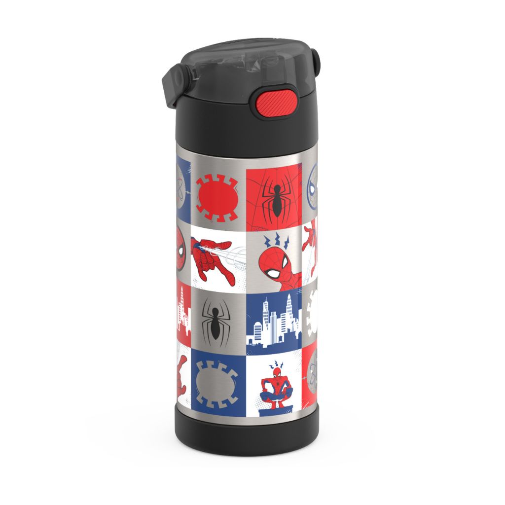 Thermos 14oz Stainless Steel Vaccum Insulated Straw Bottle with Bail Handle - Spiderman