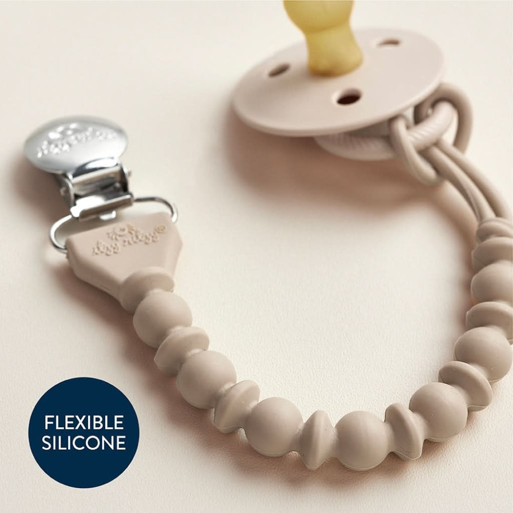 Sweetie Strap Silicone One-Piece Pacifier Clips - Toast