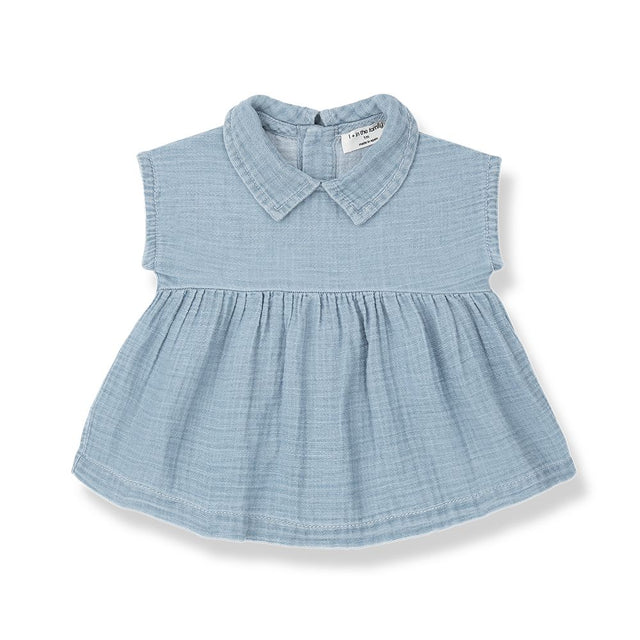 1 + in the Family Newborn ARCADIA Denim Muslin DRESS