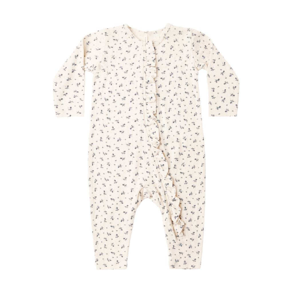 Quincy Mae Ruffle Jumpsuit Blue Ditsy
