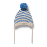 Wilson & Frenchy Frosted Blue Organic Knitted Stripe Bonnet
