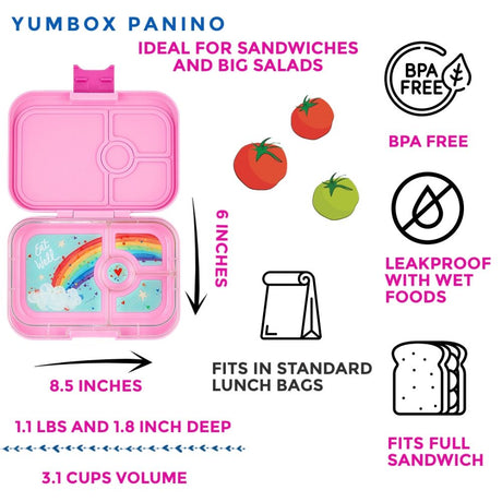 Yumbox Panino 4 Compartment - Power Pink (Rainbow)