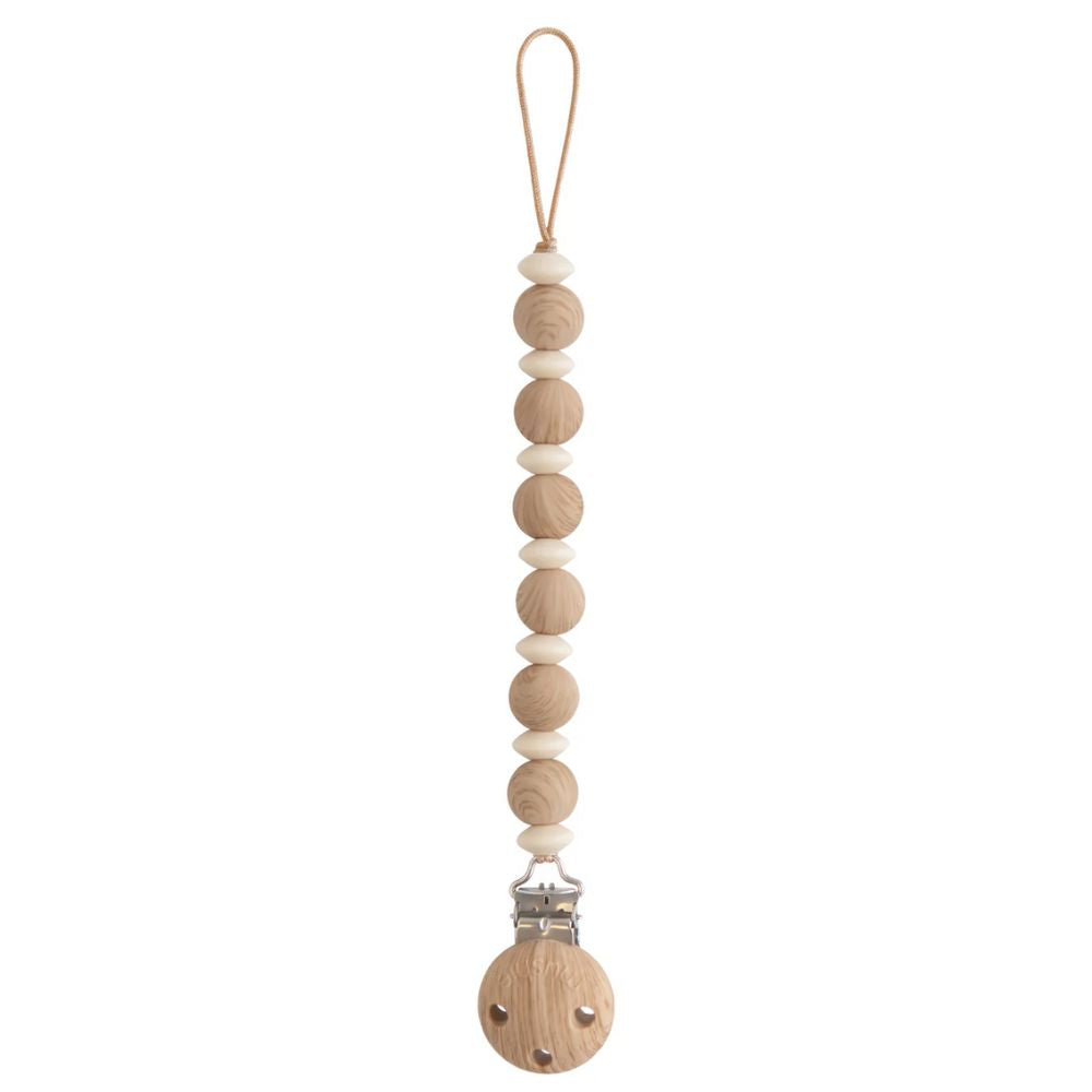 Mushie Silicone Pacifier Clip Luna - Faux Wood