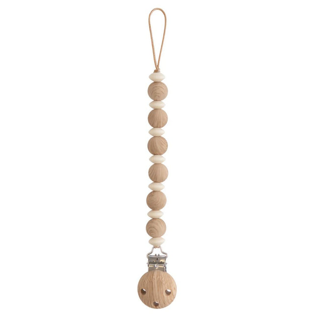 Mushie Silicone Pacifier Clip Luna - Faux Wood