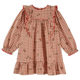 Emile & Ida Gingham Ruffle Embroidery Dress Gingham Embroidery