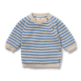 Wilson & Frenchy Frosted Blue Organic Knitted Stripe Kimono Cardigan