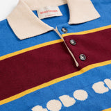 Bobo Choses Bolder polo jumper in multicolour organic cotton knit, ribbed polo collar, loose fit