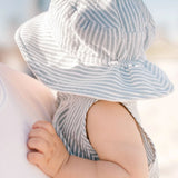 Pehr Seersucker Bucket Hat Marine Blue