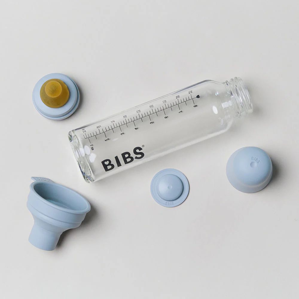 BIBS Baby Glass Bottle Complete Set Latex 225ml Cloud