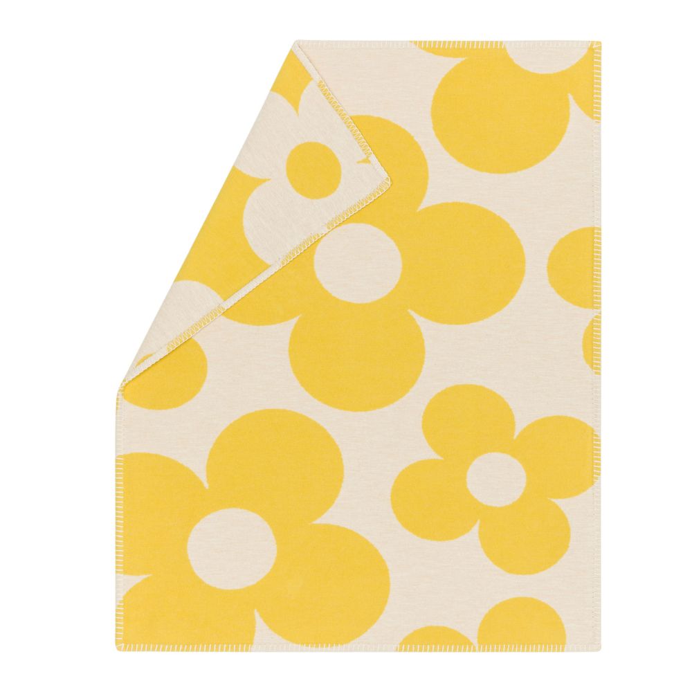 Fussenegger LENA baby blanket "flowers" 100 % organic- Yellow, 90x70cm
