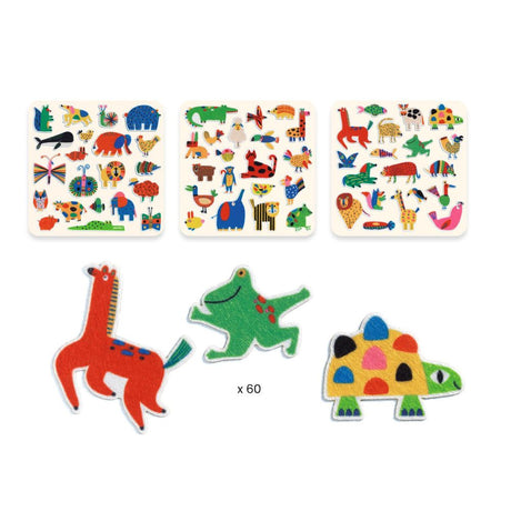 Djeco 60 Felt Stickers Animals Everywhere!