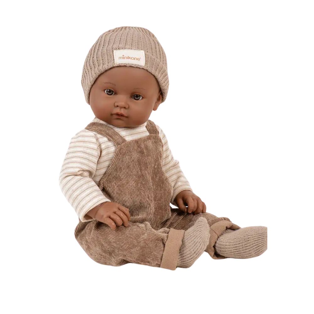 Minikane Bambinis Doll 47cm- Augustin Chestnut Milleraie Overalls