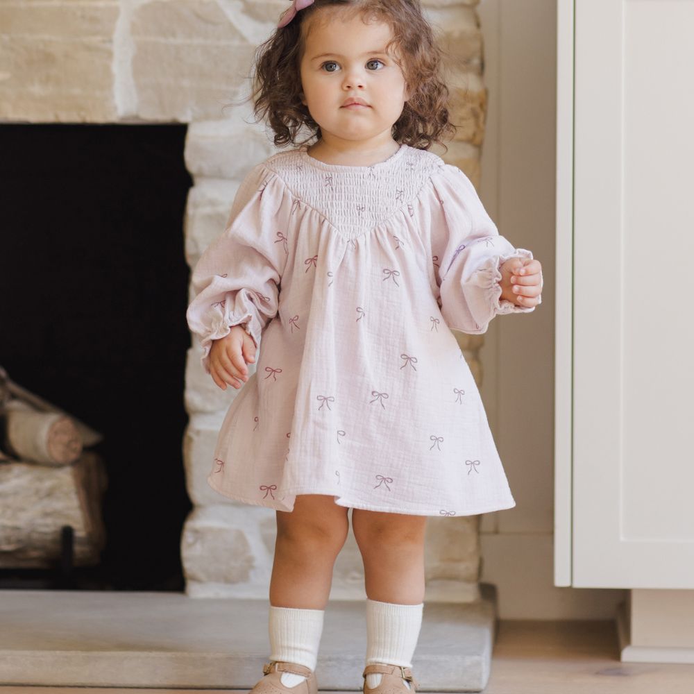 Quincy Mae V Smocked Dress Bows